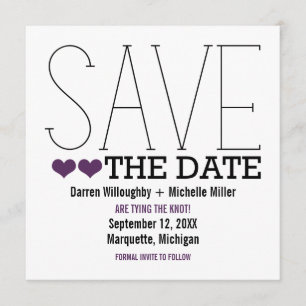 Sassy Typografy Save the Date einladen, Lila