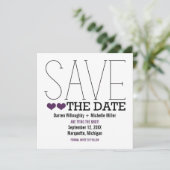 Sassy Typografy Save the Date einladen, Lila (Stehend Vorderseite)