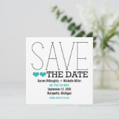 Sassy Typografy Save the Date Invite, Aqua (Stehend Vorderseite)
