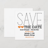 Sassy Typografy Save the Date Invite, Orange (Vorne/Hinten)