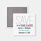 Sassy Typografy Save the Date Magnet, Aqua Magnet (Vorderseite/Rückseite)