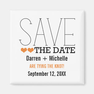 Sassy Typografy Save the Date Magnet, Orange Magnet