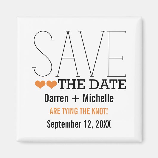 Sassy Typografy Save the Date Magnet, Orange Magnet (Vorne)