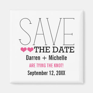 Sassy Typografy Save the Date Magnet, Pink Magnet