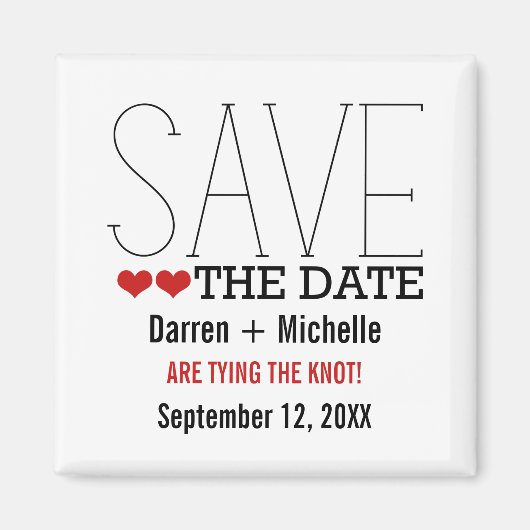 Sassy Typografy Save the Date Magnet, Red Magnet (Vorne)