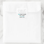 Sassy Typografy Save the Date Stickers, Aqua Quadratischer Aufkleber (Tasche)