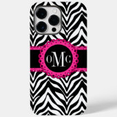 Sassy und Chic Zebra Print Pink Lace Monogram Case-Mate iPhone Hülle (Rückseite)
