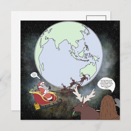 Sassy und Santa Postcard Einladung (Vorne/Hinten)