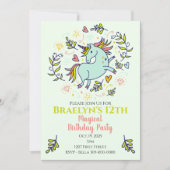 Sassy Unicorn Magical Birthday Einladung (Vorderseite)