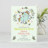 Sassy Unicorn Magical Birthday Einladung (Stehend Vorderseite)
