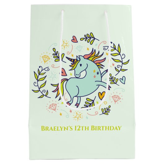 Sassy Unicorn Magical Birthday Mittlere Geschenktüte (Rückseite)