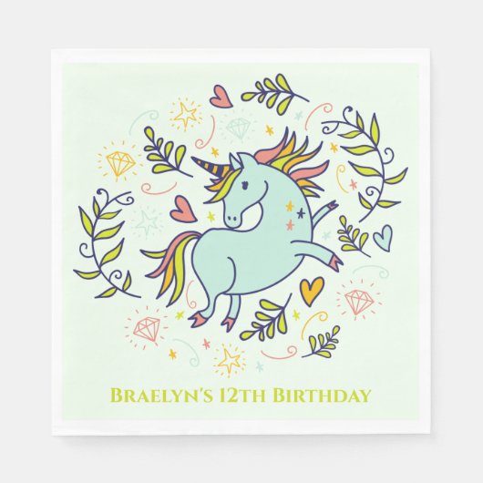 Sassy Unicorn Magical Birthday Serviette (Vorderseite)