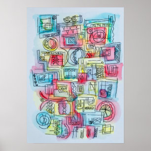 Sassy-Whimsical Modern Geometric Watercolor Poster