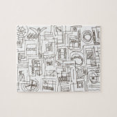 Sassy-Whimsical Modern Ink Doodle Muster Puzzle (Horizontal)