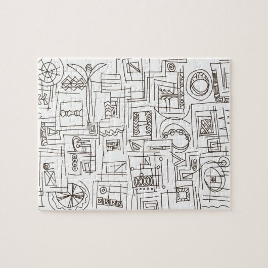 Sassy-Whimsical Modern Ink Doodle Muster Puzzle (Horizontal)