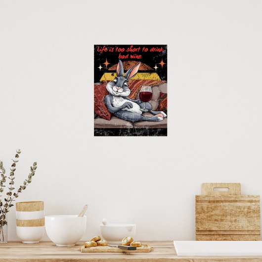 Sassy Wine Bunny Decor Poster (Küche)