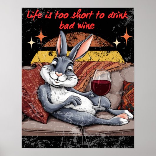 Sassy Wine Bunny Decor Poster (Vorne)