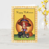 Sassy Witch Happy Halloween Grußkarte Karte (Gelbe Blume)