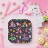 Sassy Witch Moped Pattern - Niedliche Pastelhexen Pappteller (Party)
