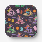 Sassy Witch Moped Pattern - Niedliche Pastelhexen Pappteller (Vorderseite)