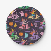 Sassy Witch Moped Pattern - Niedliche Pastelhexen Pappteller (Vorderseite)