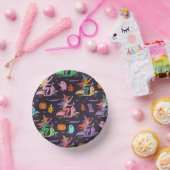 Sassy Witch Moped Pattern - Niedliche Pastelhexen Pappteller (Party)