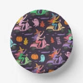 Sassy Witch Moped Pattern - Niedliche Pastelhexen Pappteller (Vorderseite)