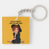 Sassy Witwe Halloween Design Schlüsselanhänger (Rückseite)