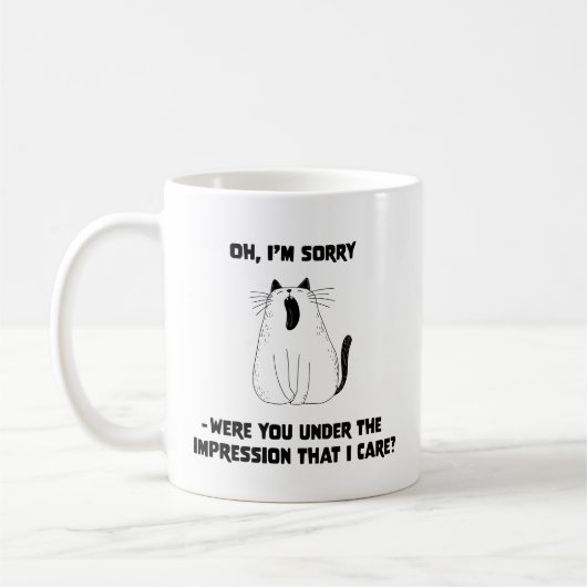 Sassy Yawning Cat Attitude Sarcastic Funny Spaß Kaffeetasse (Links)