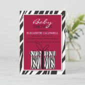 Sassy Zebra Babydusche Einladung (Stehend Vorderseite)