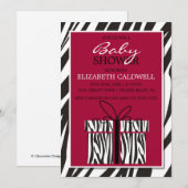Sassy Zebra Babydusche Einladung (Vorne/Hinten)
