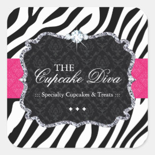 Sassy Zebra Cupcake - Verpackungsaufkleber Quadratischer Aufkleber
