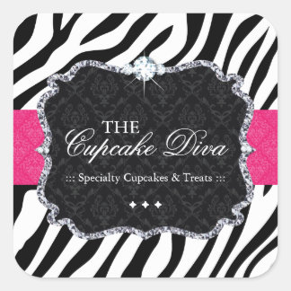 Sassy Zebra Cupcake - Verpackungsaufkleber Quadratischer Aufkleber