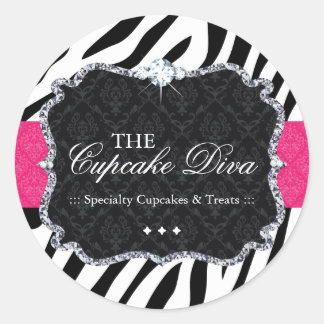 Sassy Zebra Cupcake - Verpackungsaufkleber Runder Aufkleber