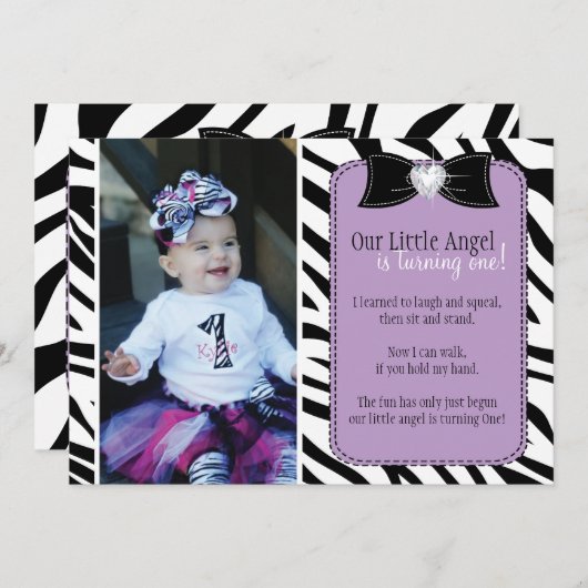 Sassy Zebra Geburtstagsparty Einladung (Vorne/Hinten)