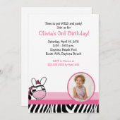 SASSY ZEBRA STRIPE DIVA *FOTO* Geburtstag 12x18 Einladung (Vorne/Hinten)