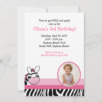 SASSY ZEBRA STRIPE DIVA *FOTO* Geburtstag 12x18 Einladung