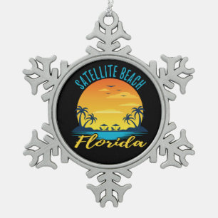 Sat-Beach Florida Palm Tree Beach Schneeflocken Zinn-Ornament