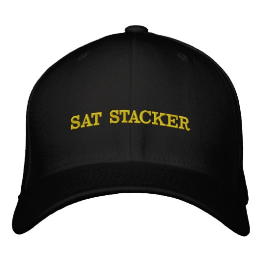 Sat Stacker Hodl Tight Bitcoin Crypto Gelber Text Bestickte Baseballkappe (Vorderseite)