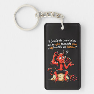 Satan betrügende Frau Sünde Lustiger Teufel Meme Schlüsselanhänger