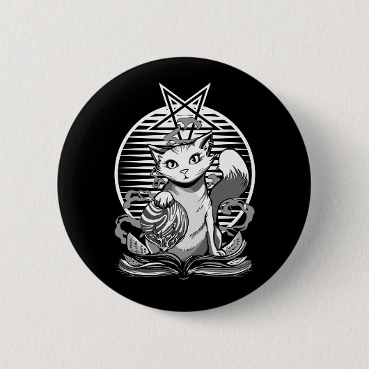 Satan Cat Fortune Teller Witchy Goth Kitten Button (Vorderseite)