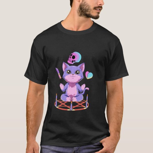 Satan Cat Pastel Goth und Nu Goth T-Shirt (Vorderseite)