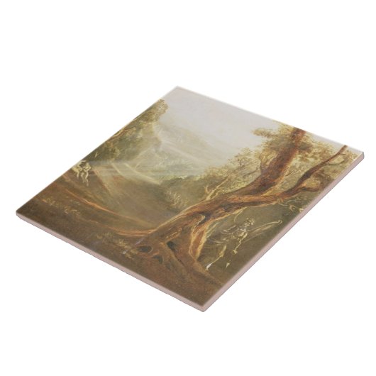 Satan, das Adam und Eve im Paradies, von erwägt Fliese (Seite)