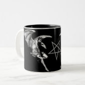 Satan denkende Pentagram-Tasse Zweifarbige Tasse (Vorderseite Links)