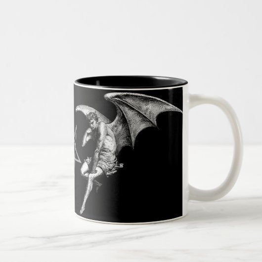 Satan denkende Pentagram-Tasse Zweifarbige Tasse (Rechts)