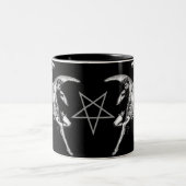 Satan denkende Pentagram-Tasse Zweifarbige Tasse (Mittel)