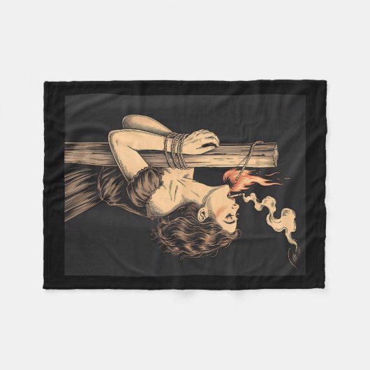 Satan Devil Hell Hexe mit Flammen Cigarette Occul Fleecedecke (Vorderseite (Horizontal))
