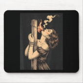Satan Devil Hell Hexe mit Flammen Cigarette Occul Mousepad (Vorne)