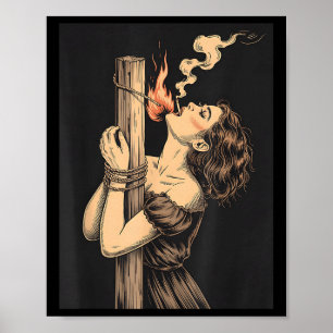 Satan Devil Hell Hexe mit Flammen Cigarette Occul Poster