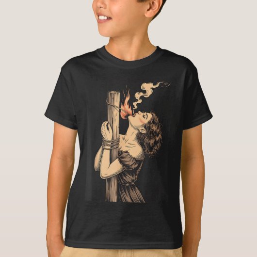 Satan Devil Hell Hexe mit Flammen Cigarette Occul T-Shirt (Vorderseite)